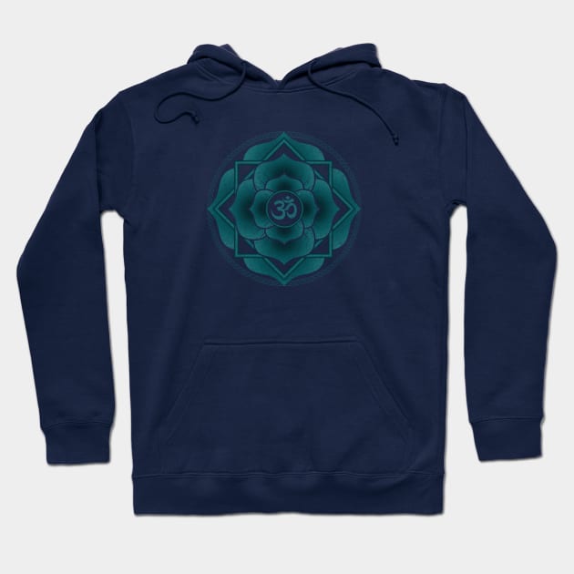 Teal Aum Namaste Lotus Mandala Hoodie by Jitterfly